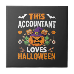 Accountant Loves Halloween Pumpkin Bookkeeper Desi Tile