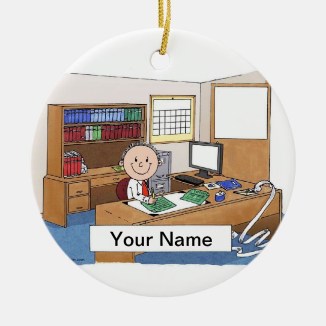 Accountant - Male Ceramic Tree Decoration (Front)