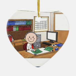 Accountant, Male - Personalised Cartoon Gift Ceramic Tree Decoration