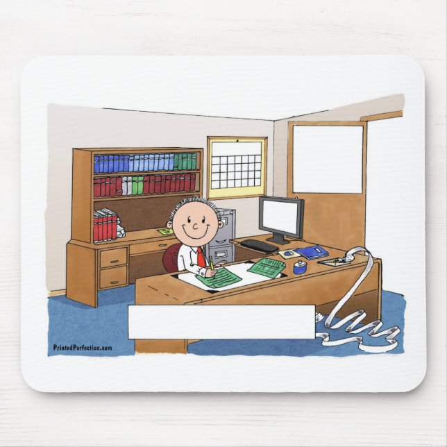 Accountant, Male - Personalised Cartoon Gift Mouse Mat (Front)