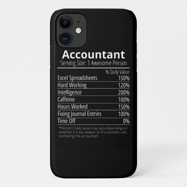 Accountant Nutrition Fact, Nutrition Facts Case-Mate iPhone Case (Back)