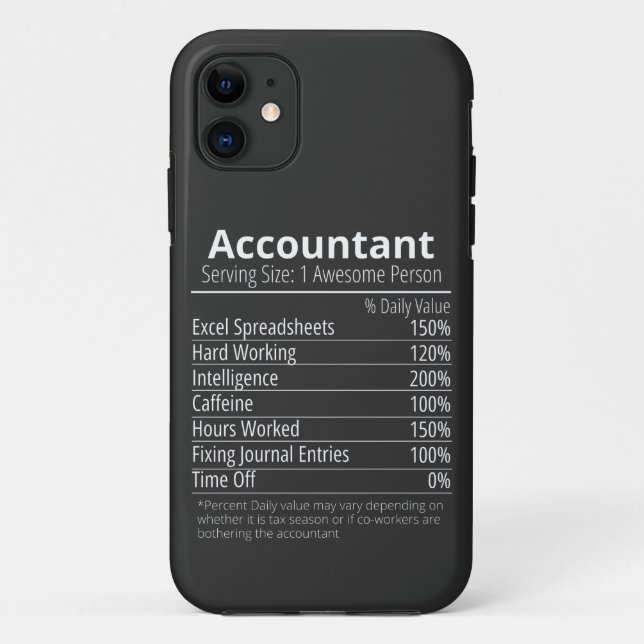 Accountant Nutrition Fact, Nutrition Facts Case-Mate iPhone Case (Back)