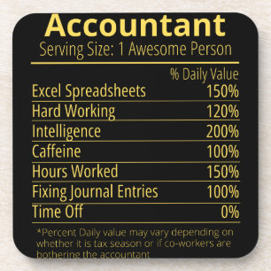 accountant nutrition fact, nutrition facts coaster