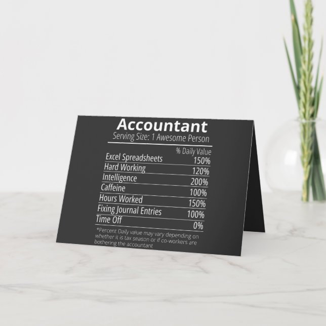 Accountant Nutrition Fact, Nutrition Facts Holiday Card (Front)