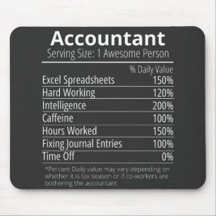 Accountant Nutrition Fact, Nutrition Facts Mouse Mat