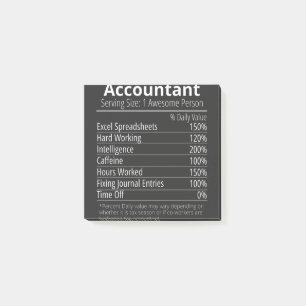 Accountant Nutrition Fact, Nutrition Facts Post-it Notes