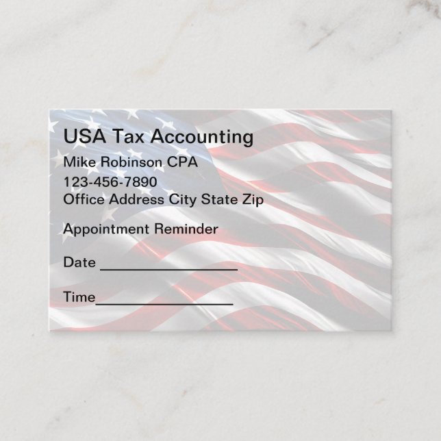Accountant Patriotic Appointment Reminder  Card (Front)