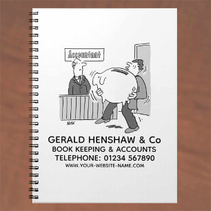 Accountant Receives a Large Piggy Bank Notebook