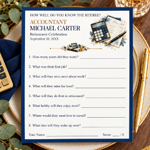 Accountant Retirement Trivia Party Game Advice Card