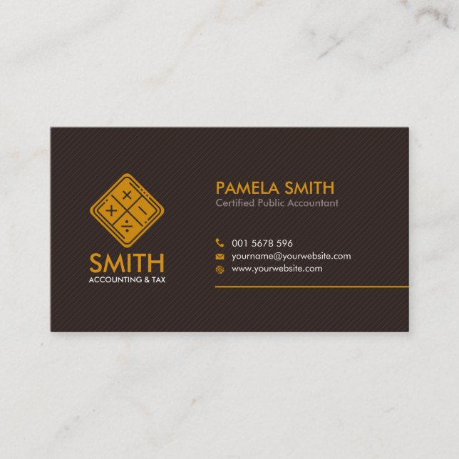 Accountant Services - Brown and Harvest Yellow Business Card (Front)