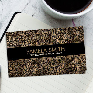 Accountant Services - Gold Numbers Pattern Business Card