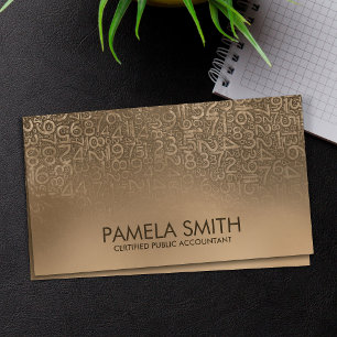 Accountant Services - Gold Numbers Pattern Business Card