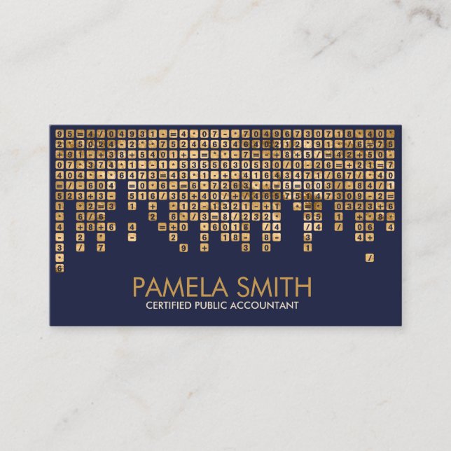 Accountant Services - Gold Numbers pattern Business Card (Front)