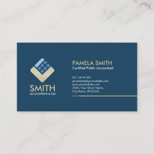 Accountant Services - Indigo Blue and Beige Business Card