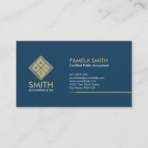 Accountant Services - Indigo Blue and Beige Business Card