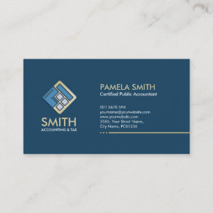 Accountant Services - Indigo Blue and Beige Business Card
