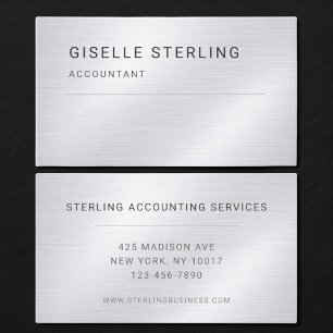 Accountant Silver Metallic Professional Business Card