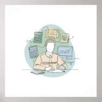 accountant, simple minimal one line art continuous