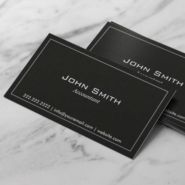 Accountant Simple Plain Dark Minimal Business Card (Creator Uploaded)