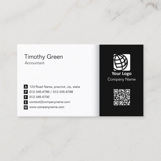 Accountant Simple Two Tone Business Card #06 (Front)