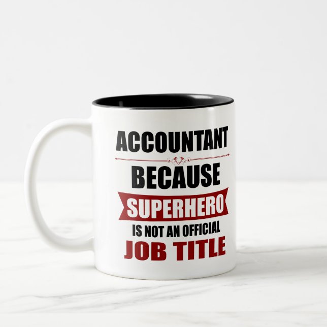 Accountant Superhero Novelty Two-Tone Coffee Mug (Left)
