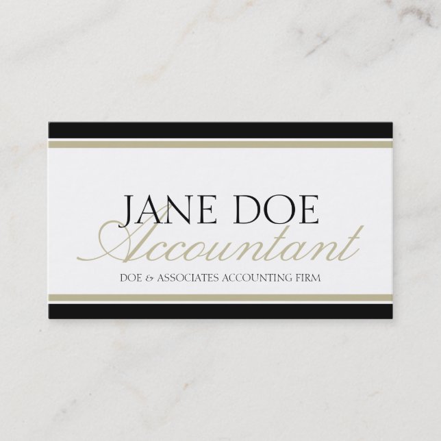 Accountant Tan Script Business Card (Front)