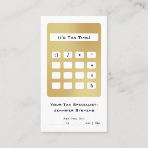 Accountant Tax Appointment Gold Calculator Business Card