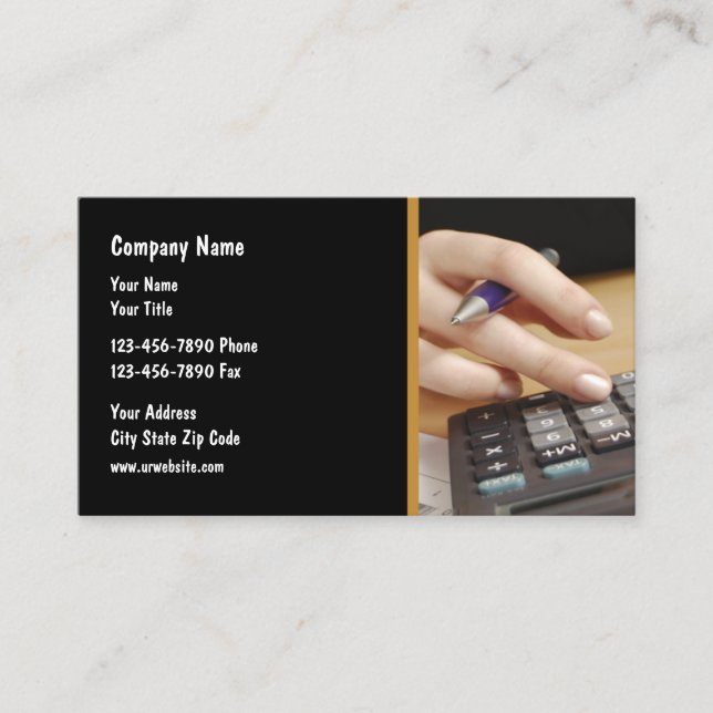 Accountant Using A Calculator Business Card (Front)