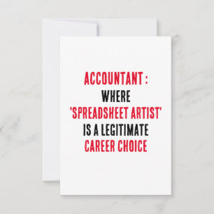 Accountant Where 'spreadsheet artist' is a legitim Thank You Card