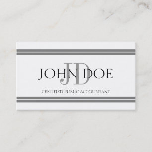 Accountant White Silver Stripes Business Card