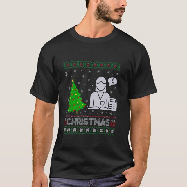 Accountant Xmas Tree Lighting Ugly Christmas Sweat T-Shirt (Front)