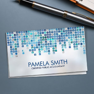 Accounting - Abstract Blue and Silver Numbers Business Card