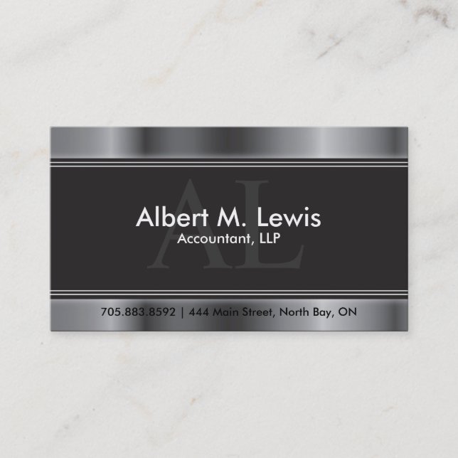 Accounting Appointment Card Silver Monogram (Front)