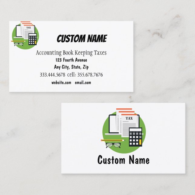 Accounting, Bookkeeping Taxes Business Card (Front/Back)