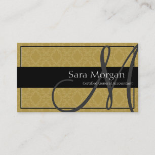 Accounting Business Card - Classy Monogram Damask
