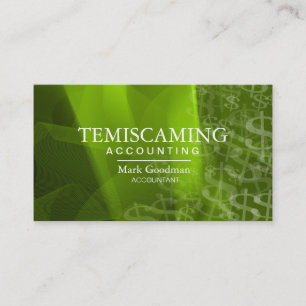 Accounting Business Card Green White Dollar Signs