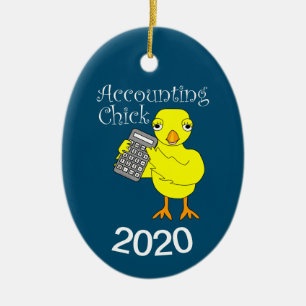 Accounting Chick Text Ceramic Tree Decoration