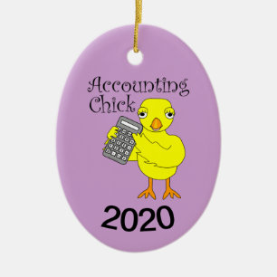 Accounting Chick Text Ceramic Tree Decoration