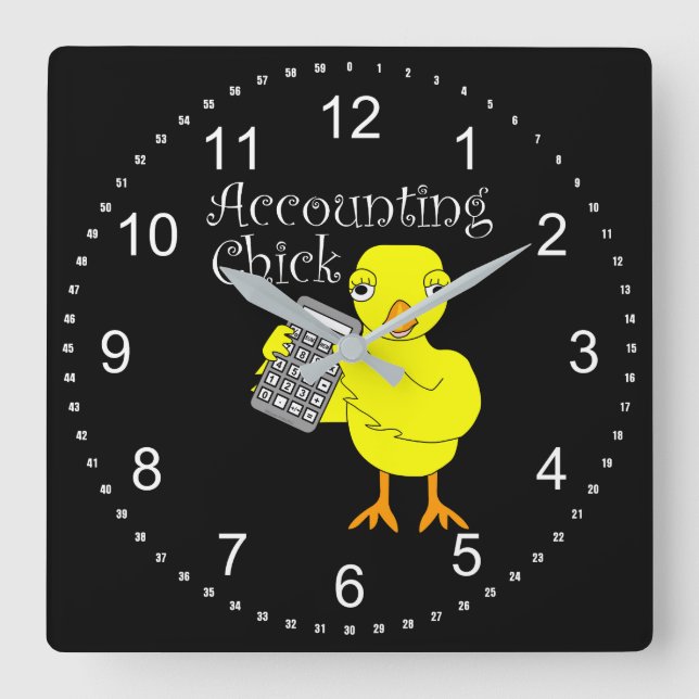 Accounting Chick Text Square Wall Clock (Front)