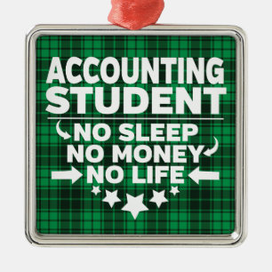 Accounting College Student Green Plaid Xmas Metal Tree Decoration