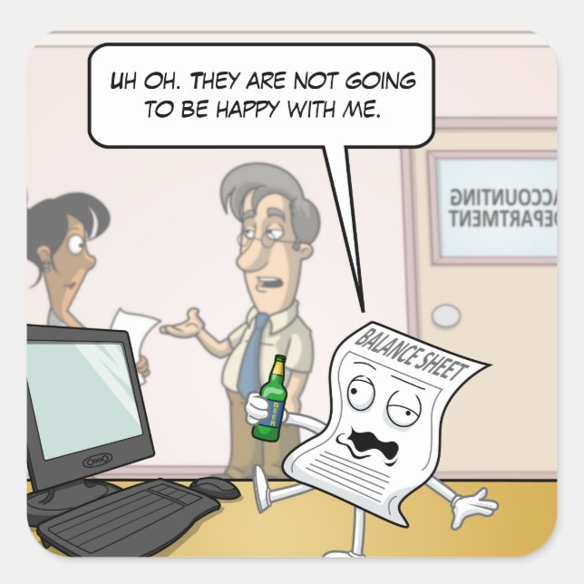 Accounting Drunk Balance Sheet Punny Stickers (Front)