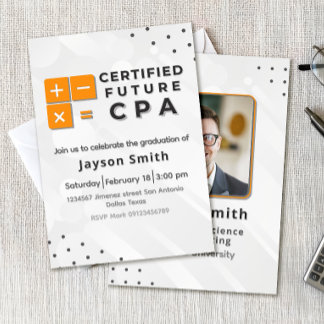 Accounting Graduation with Photo Invitation