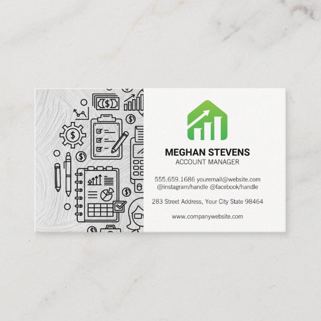 Accounting | Graph Chart Growth Logo Appointment Card (Front)