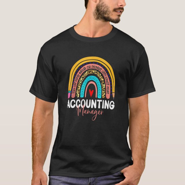 Accounting Manager Leopard Rainbow Accounting Back T-Shirt (Front)