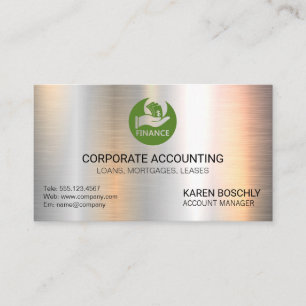 Accounting   Money Finance Logo   Metallic Business Card