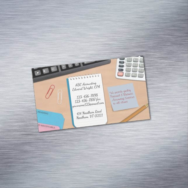 Accounting Office Work Magnetic Business Card (In Situ)