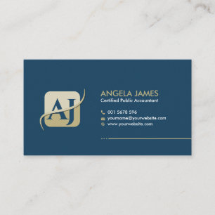 Accounting Services Monogram - Blue and Beige Business Card