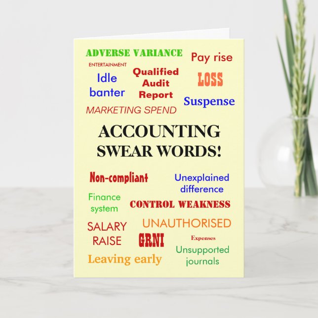 Accounting Swear Words | Accountant Birthday Card (Front)