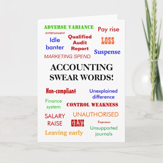 Accounting Swear Words | Accountant | Joke | Blank Card (Front)