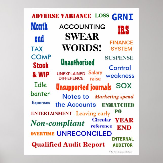 ACCOUNTING SWEAR WORDS Finance Office Humor Poster (Front)